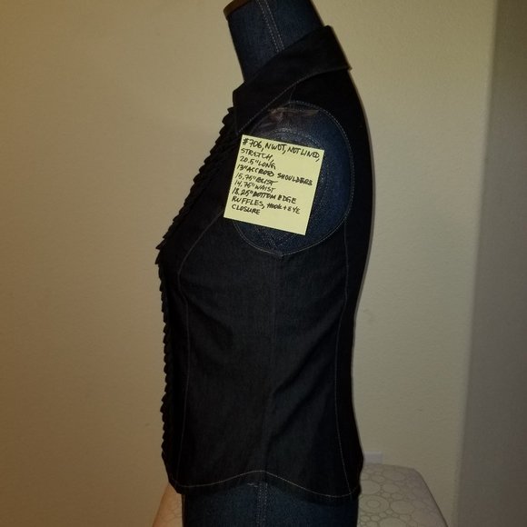 🔻REDUCED❣ 706 NWOT Classy Classiques Entier Denim Top 2 Ruff - Picture 9 of 13